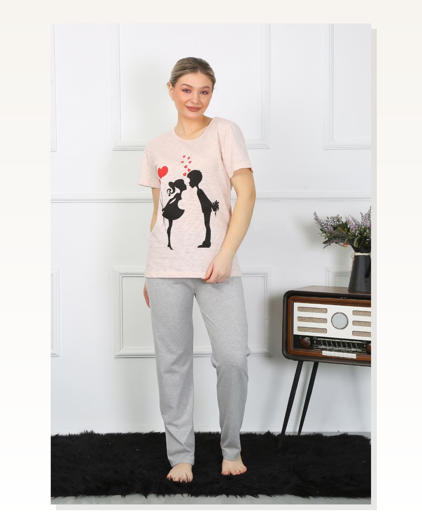 Moda Çizgi Kadın Kısa Kol Penye Pijama Takım 4207 Marketplace blank
