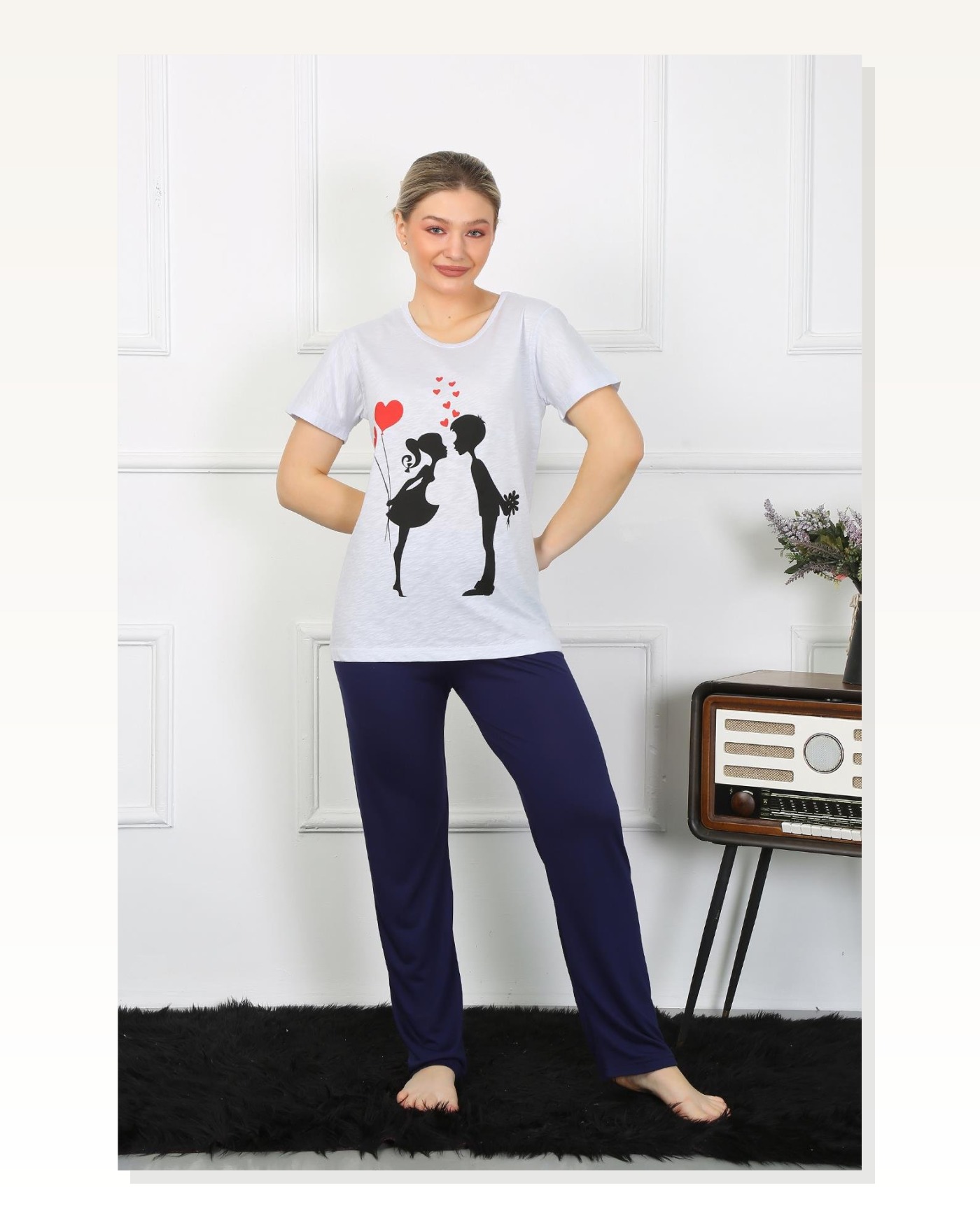 Moda Çizgi Kadın Kısa Kol Penye Pİjama Takımı 4208 Marketplace blank