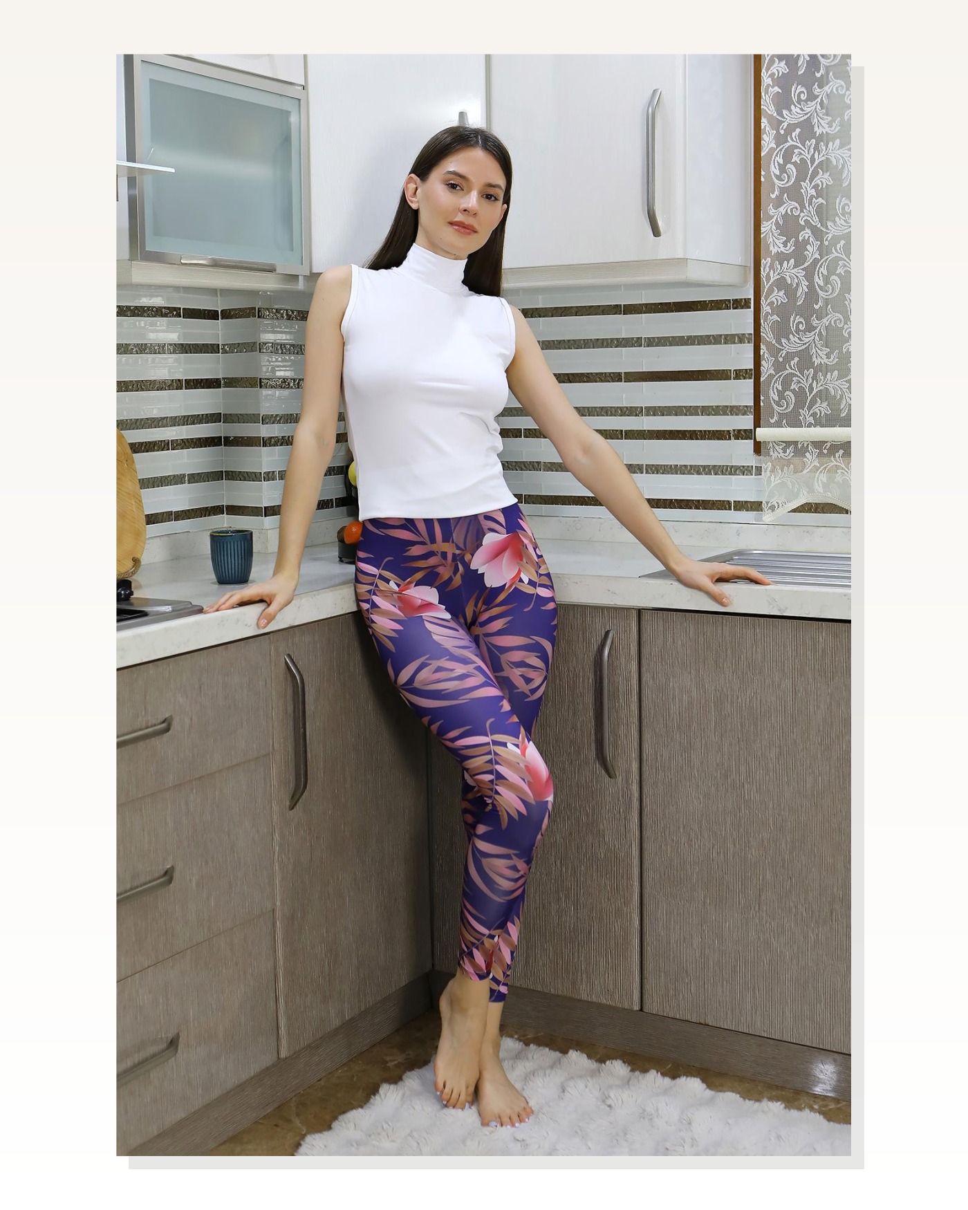 Moda Çizgi Kadın Micro Desenli Tayt Mor 5920 Marketplace blank
