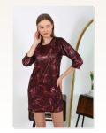Moda Çizgi Kadın Micro Kumaş Mini Parlak Elbise 7420 Bordo Marketplace