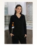 Moda Çizgi Kadın Pamuk Penye Önden Düğmeli Uzun Kol Pijama Takım Siyah 2783 Marketplace