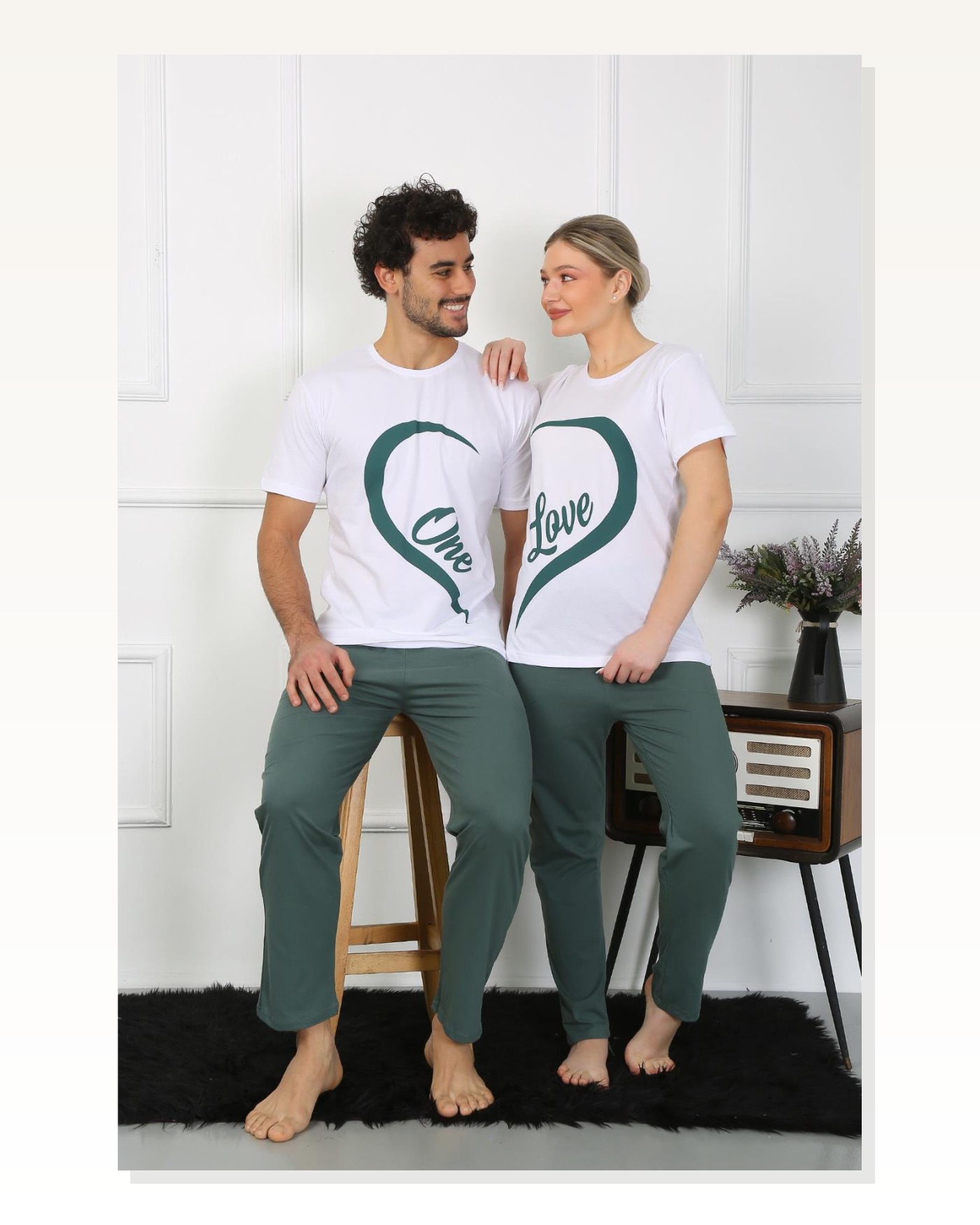 Moda Çizgi Kadın Pamuk Penye Sevgili Kombini Pijama Takımı Beyaz 50127 Tek Takım Fiyatıdır Marketplace blank