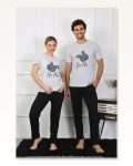 Moda Çizgi Kadın Pamuk Penye Sevgili Kombini Pijama Takımı Gri 50126 Tek Takım Fiyatıdır Marketplace