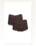 Kadın Moda Çizgi Pamuklu 2LI Boxer Kahve 40265
