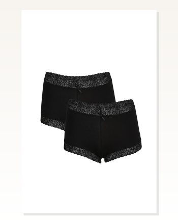 Moda Çizgi Kadın Pamuklu 2li Boxer Siyah 40265
