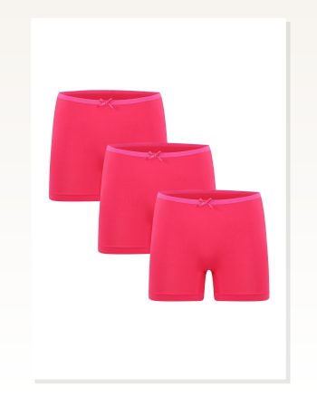 Kadın Moda Çizgi Penye 3Lü Boxer Fuşya 40260
