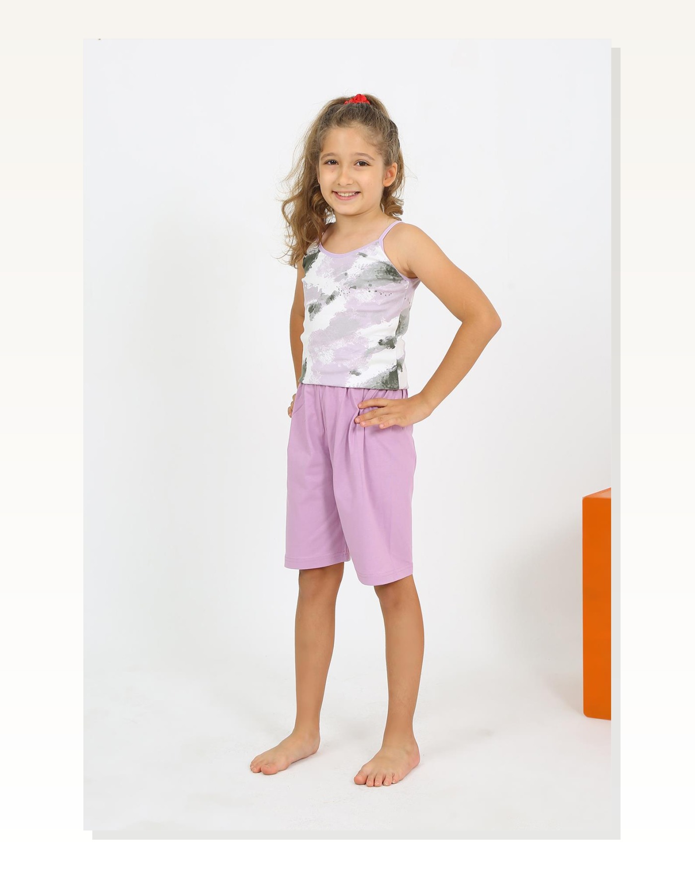 Moda Çizgi Kız Çocuk İp Askılı Şortlu Penye Lila Pijama Takım 20430 Marketplace blank