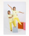 Moda Çizgi Kız Çocuk Kısa Kol Sarı Penye Pijama Takım 20432