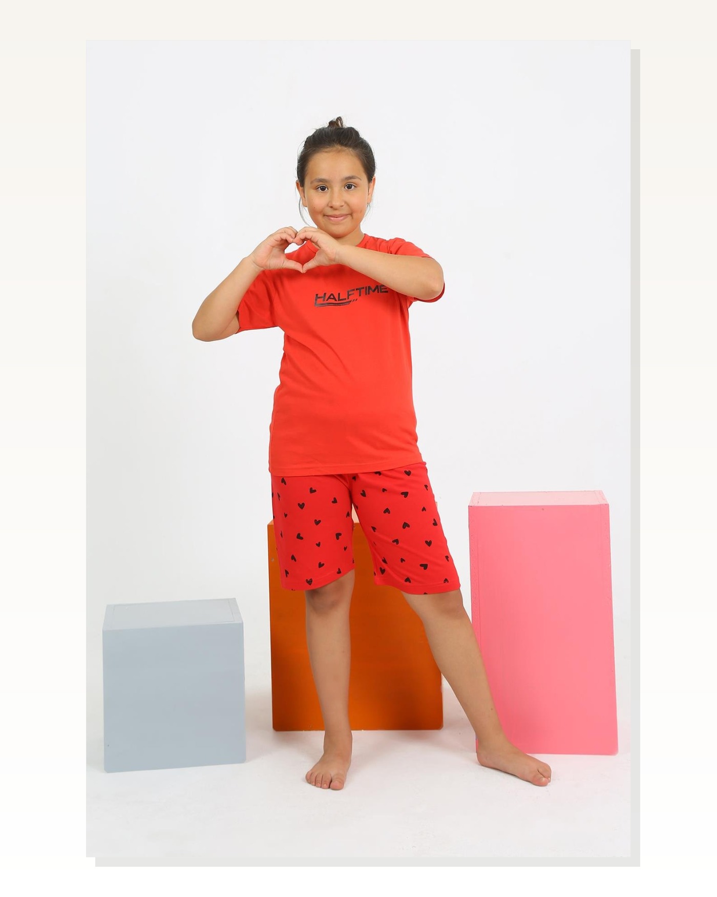 Moda Çizgi Kız Çocuk Şortlu Kısa Kol Penye Pijama Takım 20431 Marketplace blank