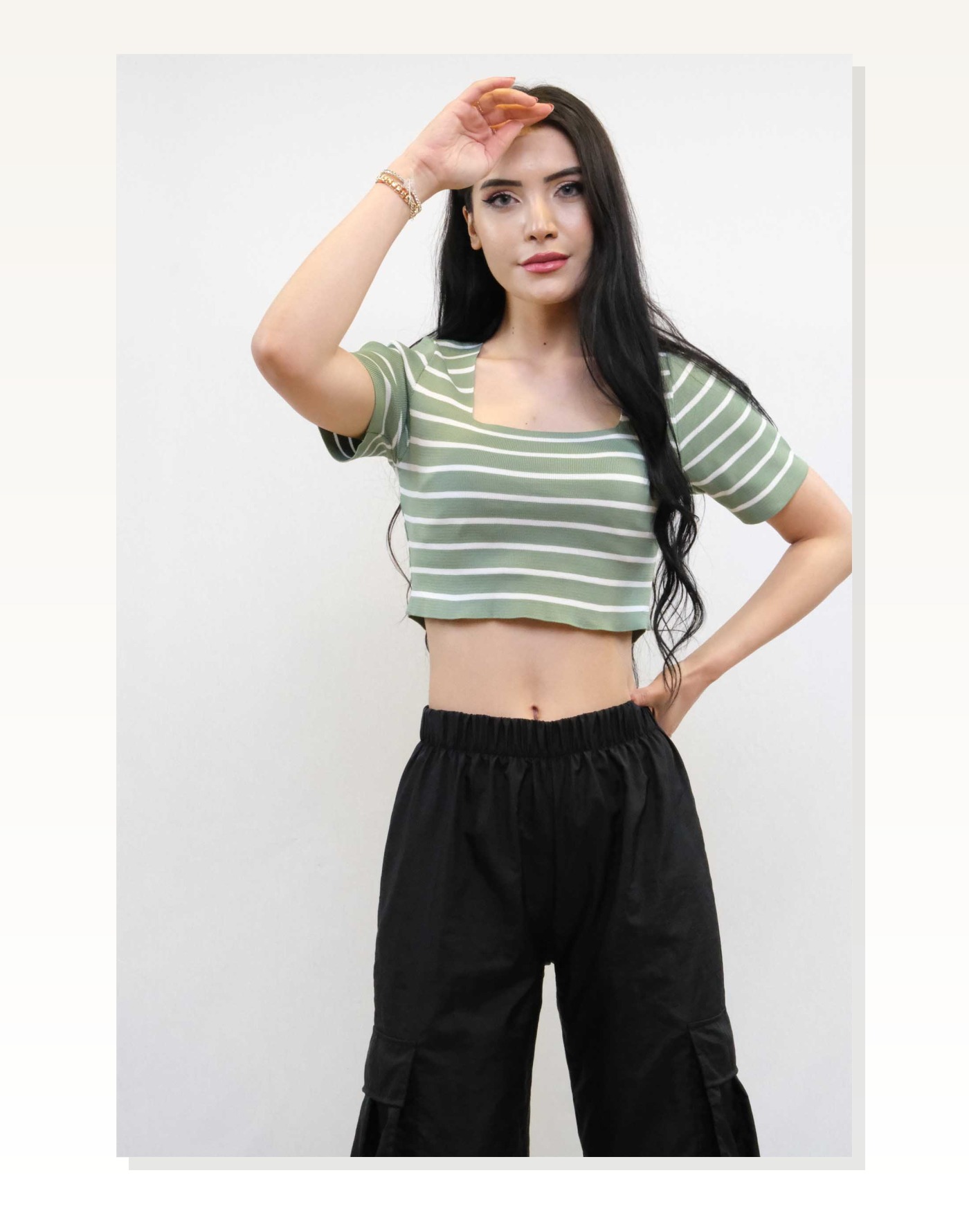 Moda Çizgi Knitwear Crop Striped Mint Marketplace blank