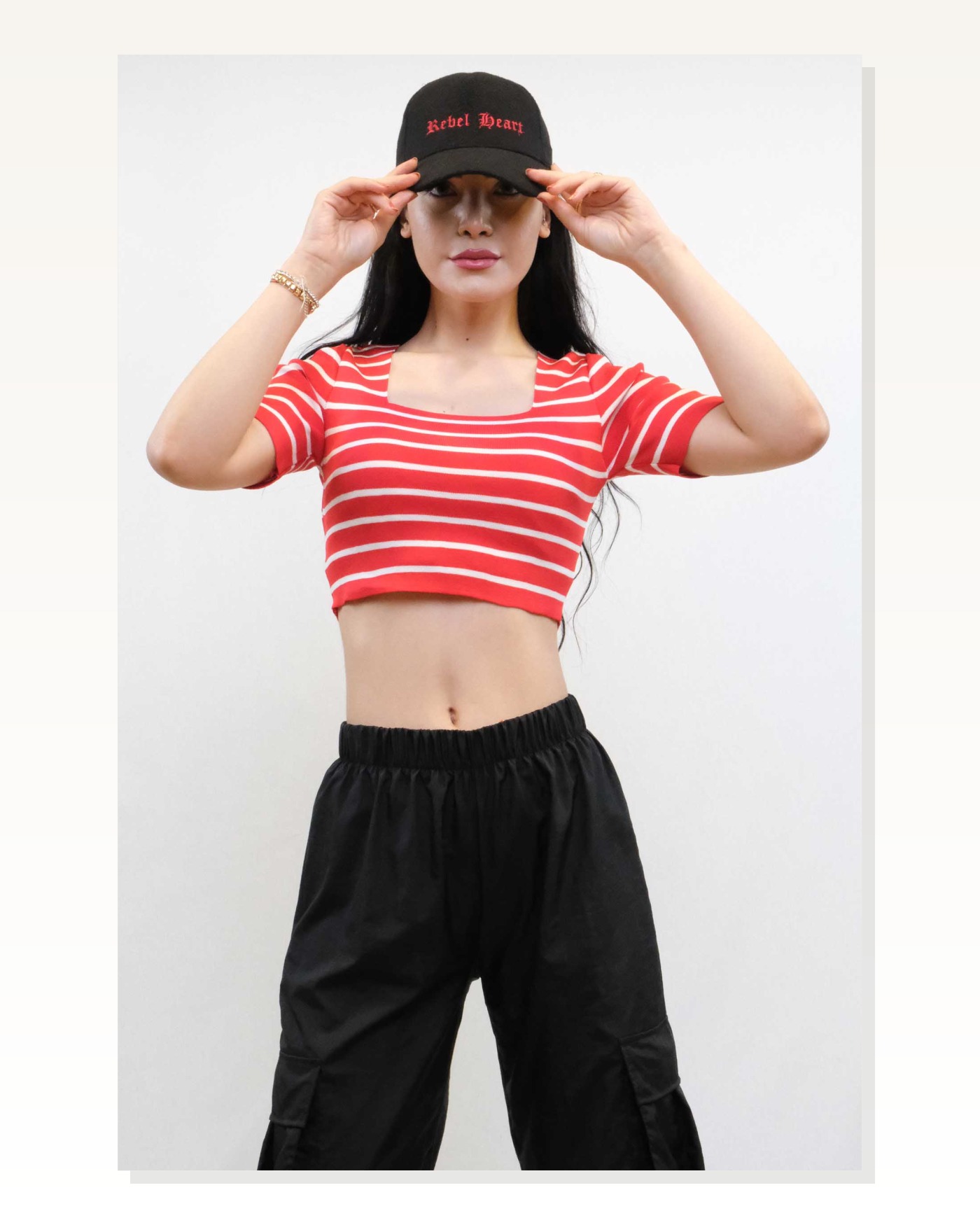 Moda Çizgi Knitwear Crop Striped Red Marketplace blank