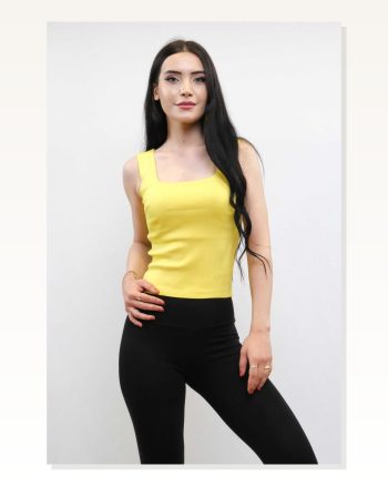 Moda Çizgi Knitwear Undershirt Yellow