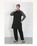 Moda Çizgi Large Size Patterned Hijab Swimsuit Black 44030 Marketplace