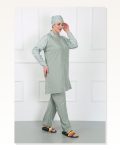 Moda Çizgi Large Size Patterned Hijab Swimsuit Water Green 44030 Marketplace