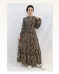 Moda Çizgi Leopard Pattern Dress Marketplace