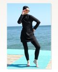 Moda Çizgi Long Sleeve Lycra Black Hijab Swimsuit 31055 Marketplace