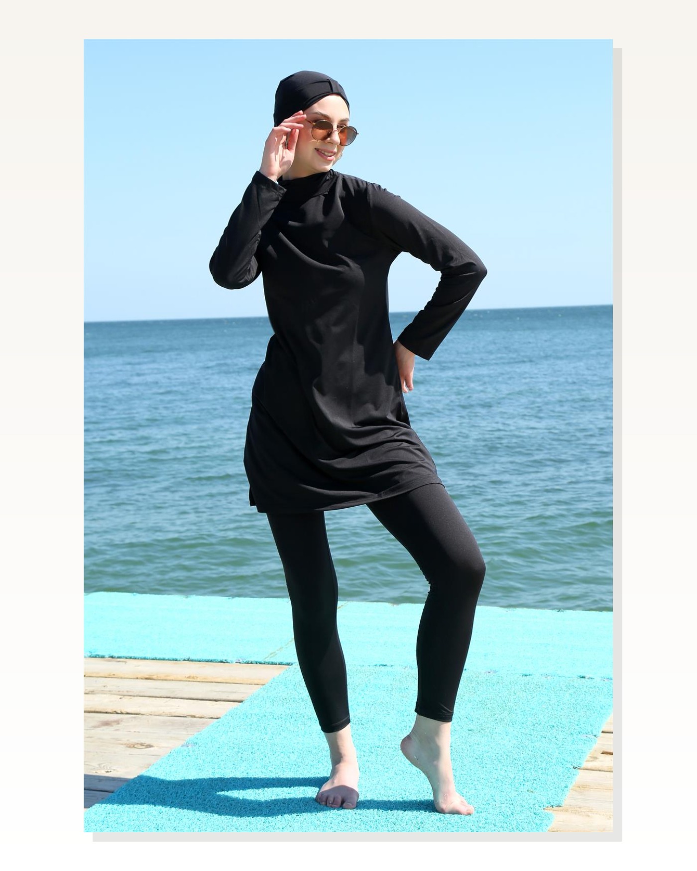 Moda Çizgi Long Sleeve Lycra Black Hijab Swimsuit 31055 Marketplace blank