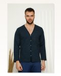 Moda Çizgi Men's 100% Cotton Front Buttoned Pocket Long Sleeve Pajama Set 6768