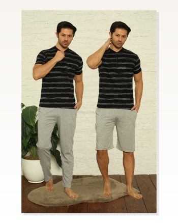 Moda Çizgi Men’s Black 3-PIECE Pajama Set 6823