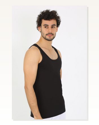 Moda Çizgi Men's Combed Cotton Black Undershirt 6566