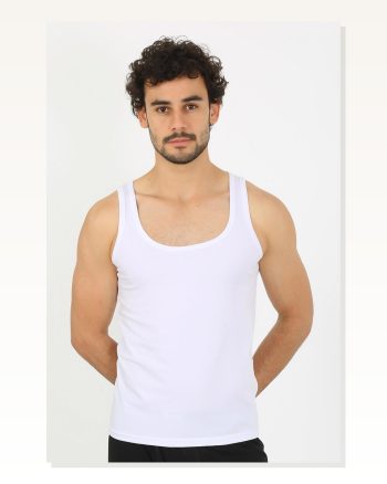 Moda Çizgi Men's Combed Cotton White Undershirt 6566