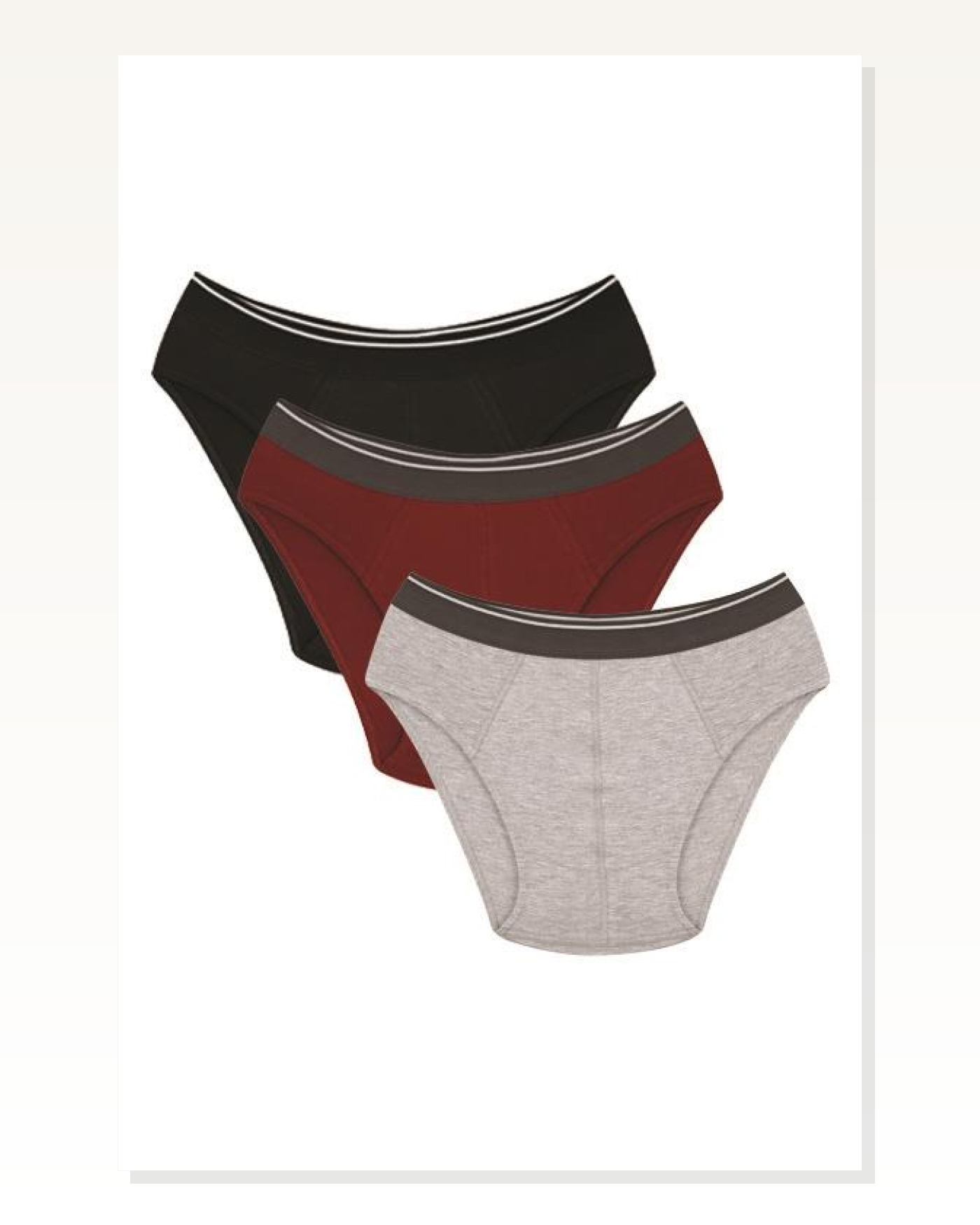 Moda Çizgi Men's Cotton 3-Piece Black Claret Red Gray Lycra Slip 40125 Marketplace blank