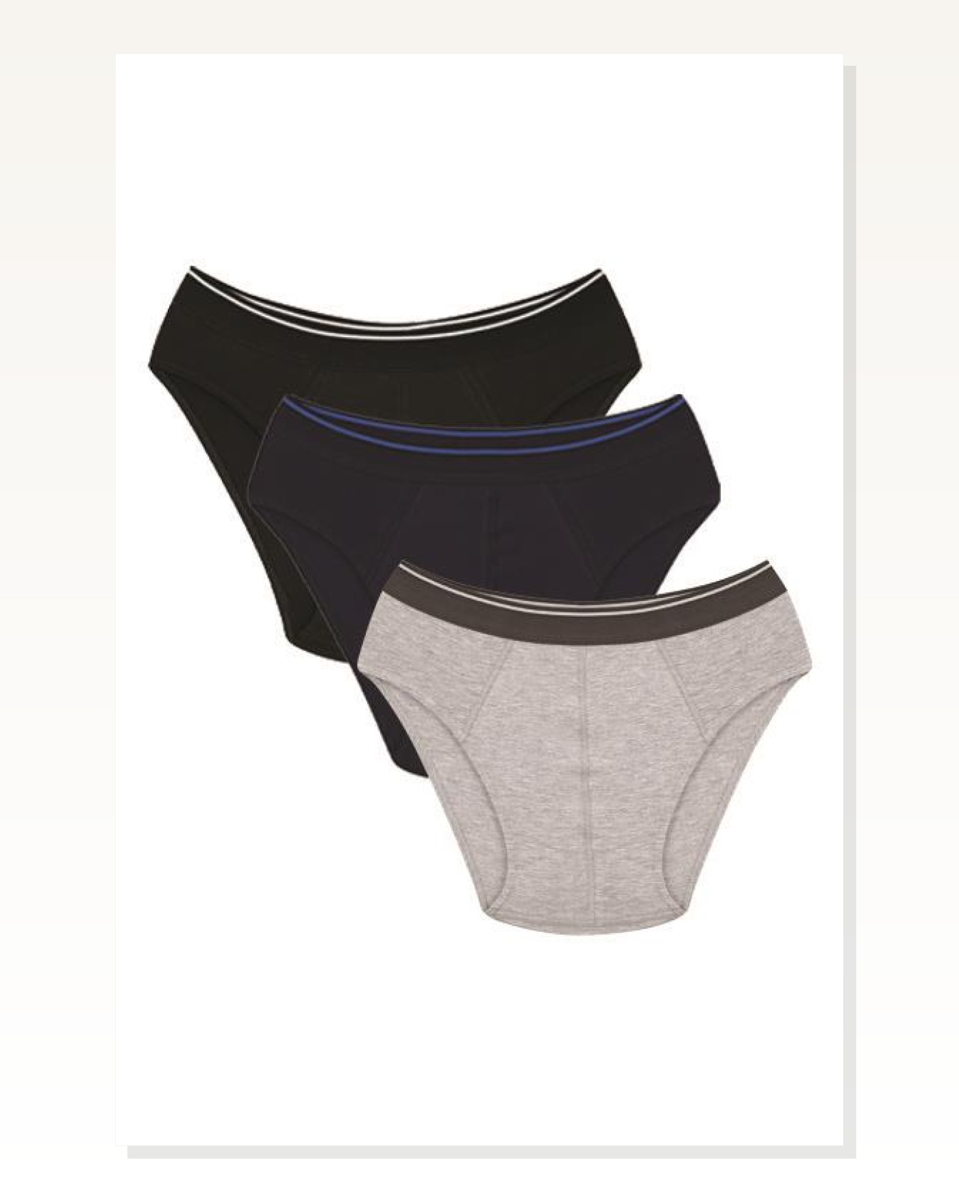 Moda Çizgi Men's Cotton 3-Piece Black Navy Gray Lycra Slip Marketplace blank