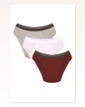 Moda Çizgi Men's Cotton 3-Piece Burgundy White Gray Lycra Slip 40128