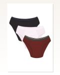 Moda Çizgi Men's Cotton 3-Piece Burgundy White Navy Lycra Slip 40127