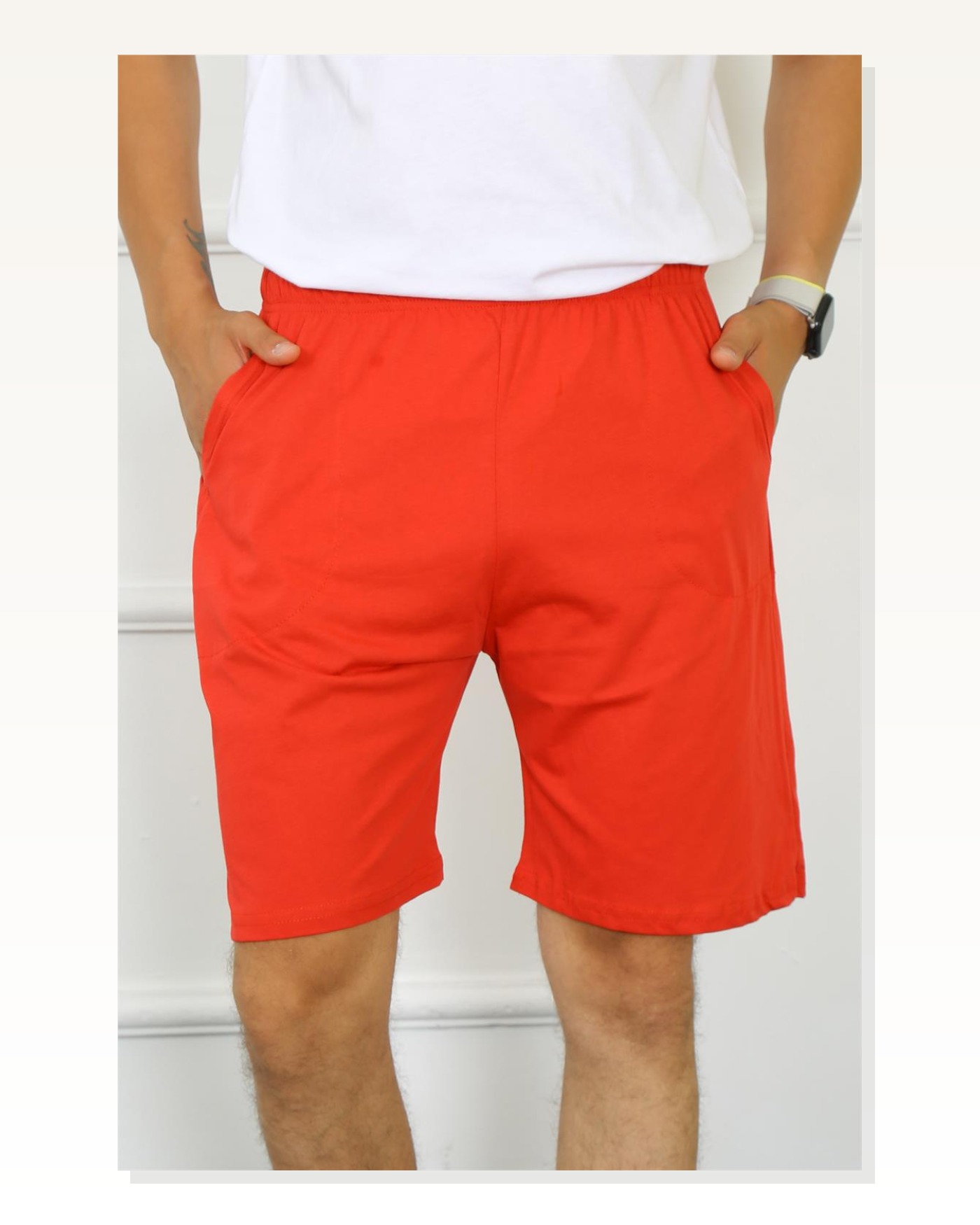 Moda Çizgi Men's Cotton Red Shorts 27484 Marketplace blank