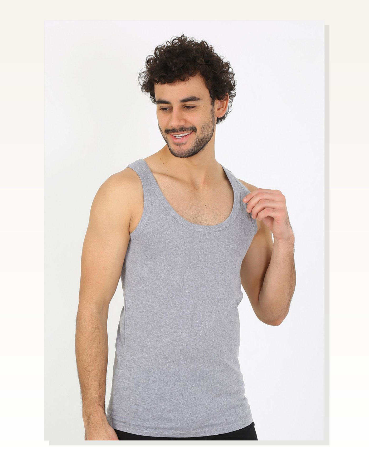 Moda Çizgi Men's Gray Ribbed Undershirt 6502 Marketplace blank