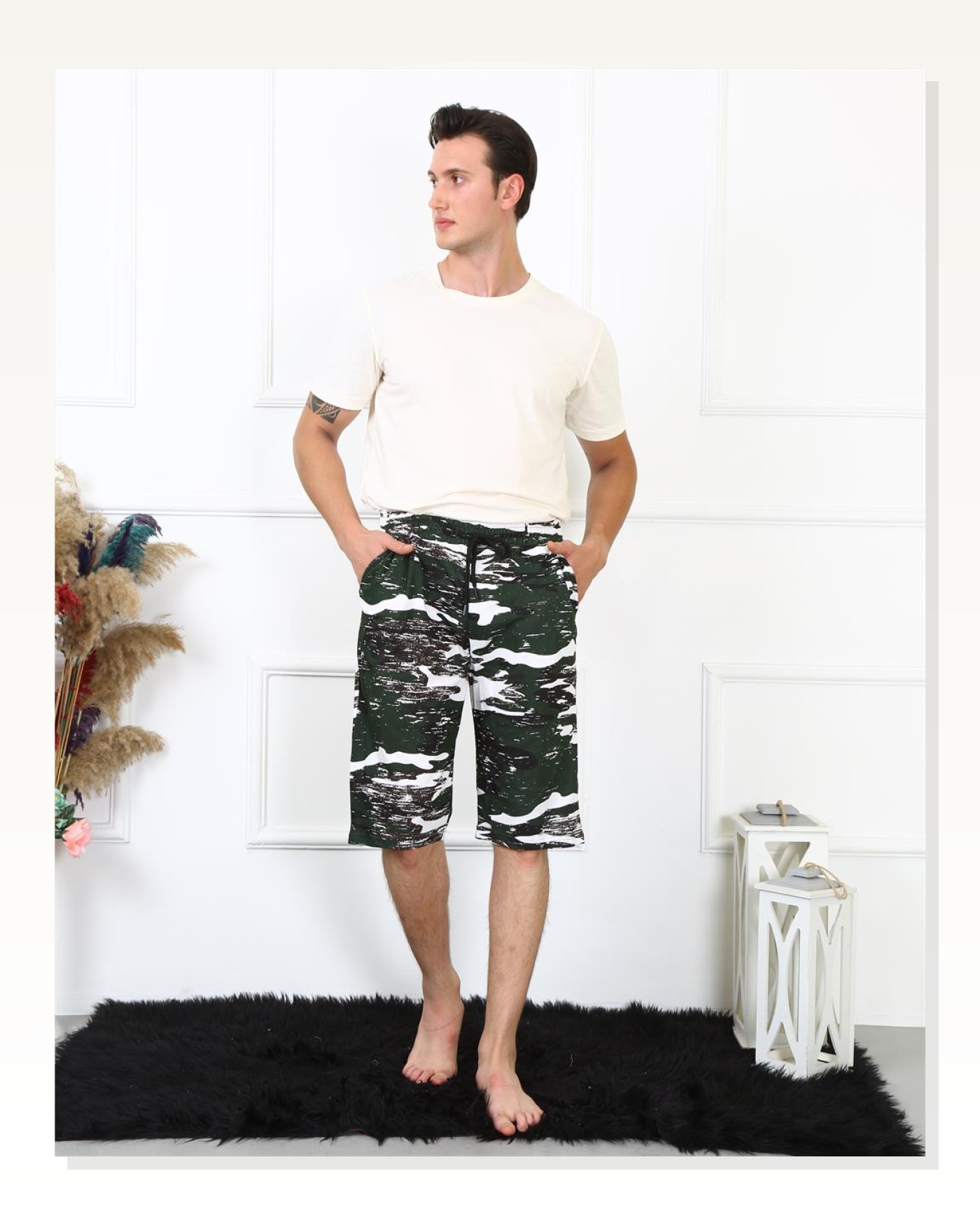 Moda Çizgi Men's Lacoste Black Capri 27481 Marketplace blank