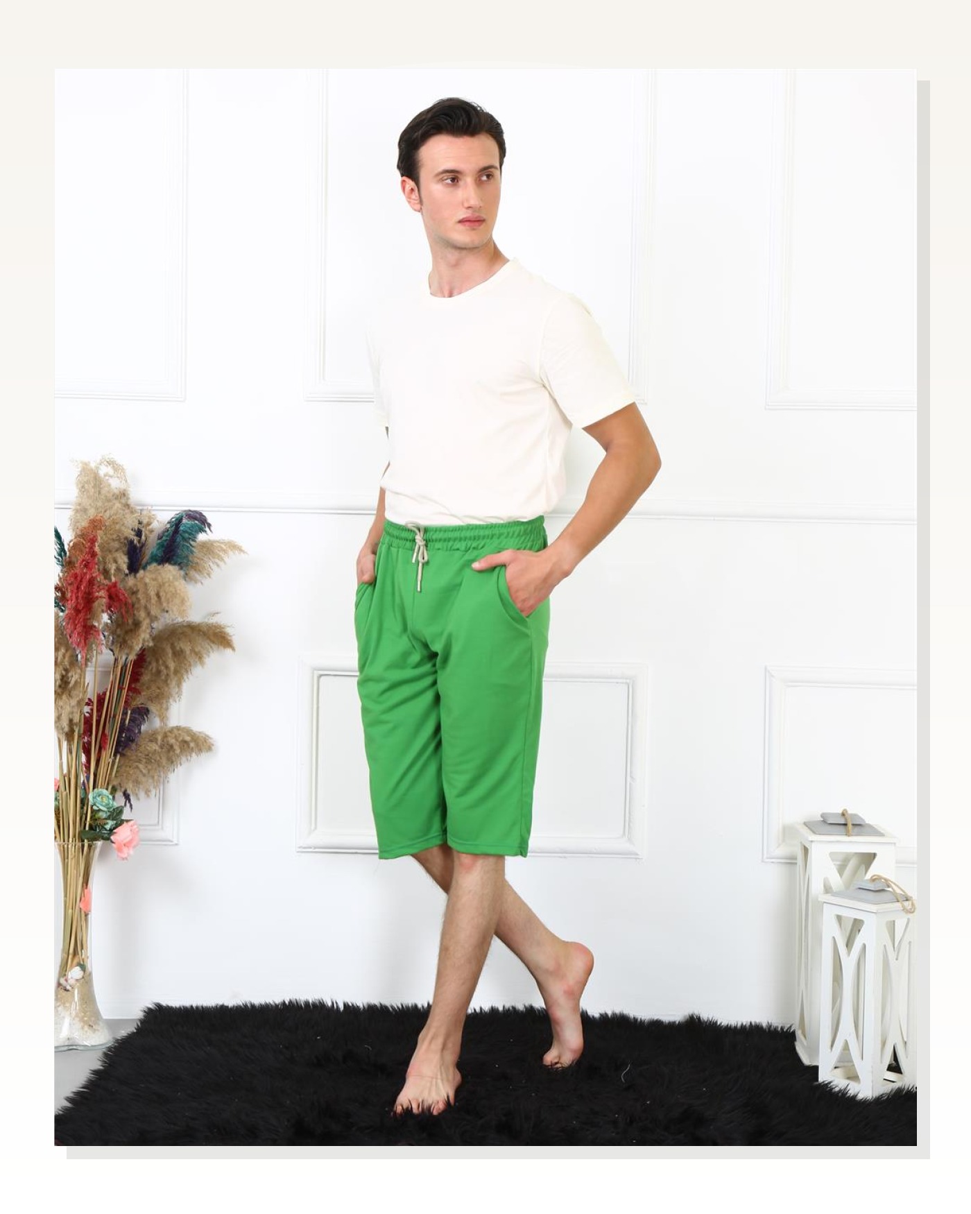 Moda Çizgi Men's Lacoste Pistachio Green Capri 27481 Marketplace blank