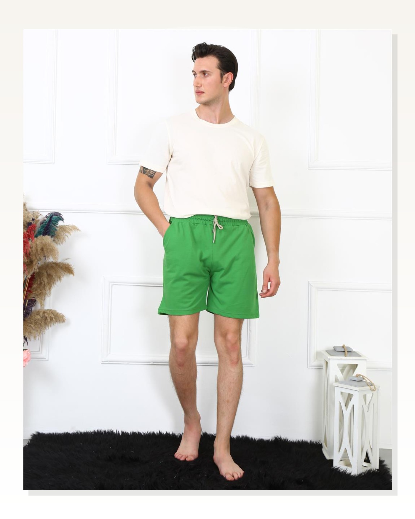 Moda Çizgi Men's Lacoste Pistachio Green Shorts 27487 Marketplace blank