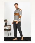 Moda Çizgi Men's Long Sleeve Combed Cotton Pajama Set 6845