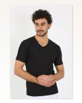Moda Çizgi Men’s Lycra V-Neck Black T-Shirt 65700 Marketplace
