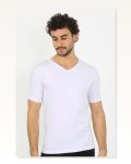 Moda Çizgi Men’s Lycra V-Neck White T-Shirt 65700 Marketplace