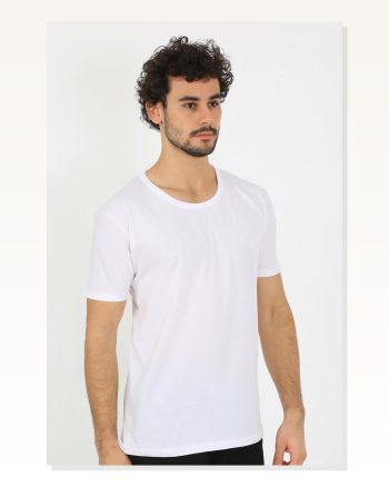 Moda Çizgi Men's Open Collar White Combed Cotton Undershirt 6565