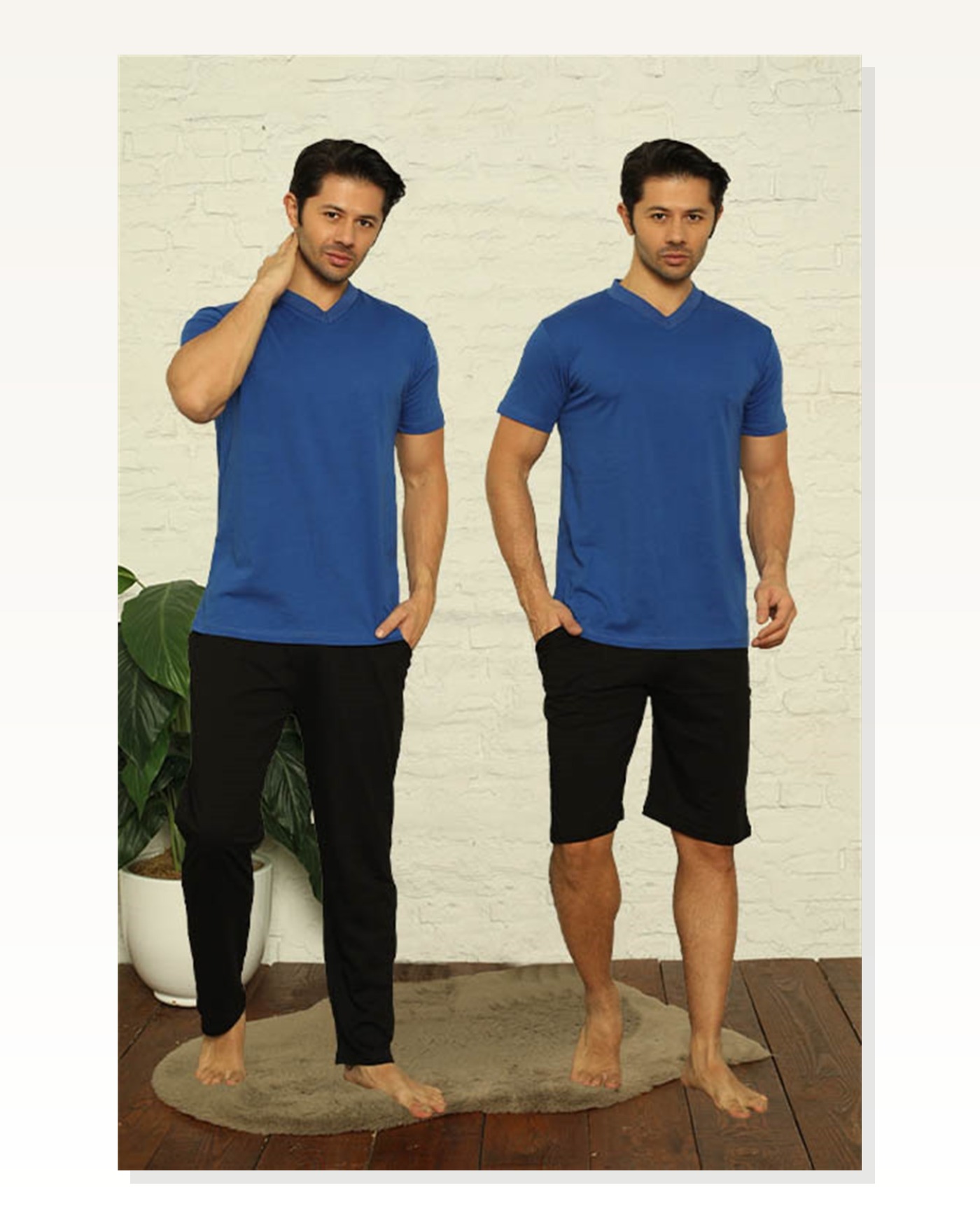 Moda Çizgi Men's Sax V-Neck 3-Piece Pajama Set 6822 Marketplace blank
