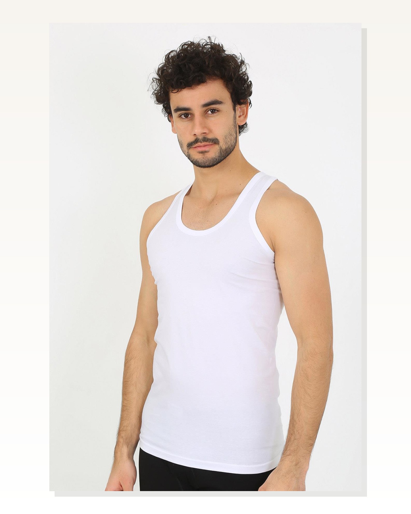 Moda Çizgi Men's White Ribbed Undershirt 6502 Marketplace blank