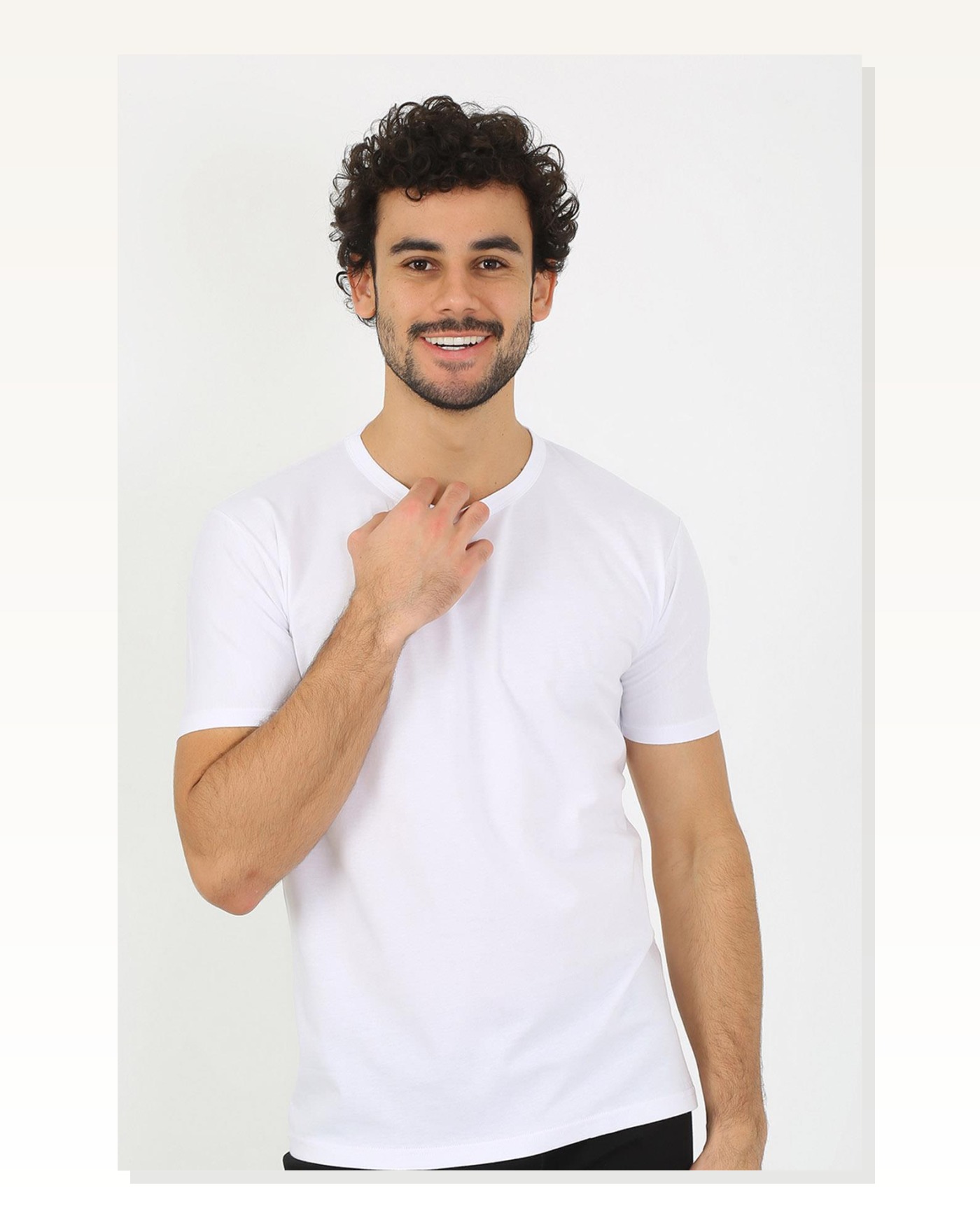 Moda Çizgi Men's Zero Collar White Combed Cotton Undershirt 6567 Marketplace blank