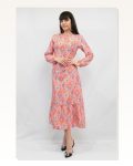 Moda Çizgi Paisley Pattern Dress Orange