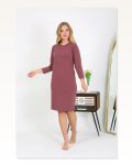 Moda Çizgi Pamuk Ev Elbisesi Tunik Gecelik Mürdüm 13132 Marketplace