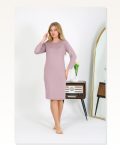 Moda Çizgi Pamuk Ev Elbisesi Tunik Gecelik Pudra 13132 Marketplace
