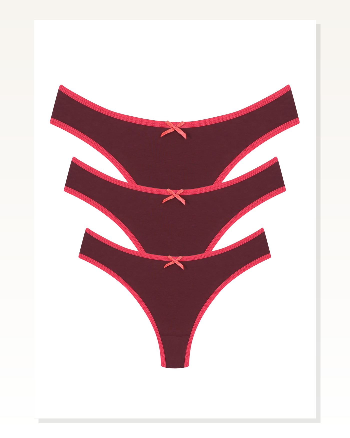 Moda Çizgi Pamuklu 3lü Tanga Külot Bordo 40251 Marketplace blank