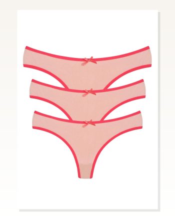 Moda Çizgi Pamuklu 3Lü Tanga Külot Pudra 40251