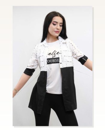 Moda Çizgi Patch Pattern Double Suit Black