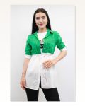 Moda Çizgi Patch Pattern Double Suit Green Marketplace