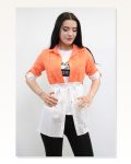 Moda Çizgi Patch Pattern Double Suit Orange Marketplace