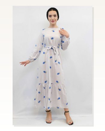 Moda Çizgi Patterned Dress Indigo